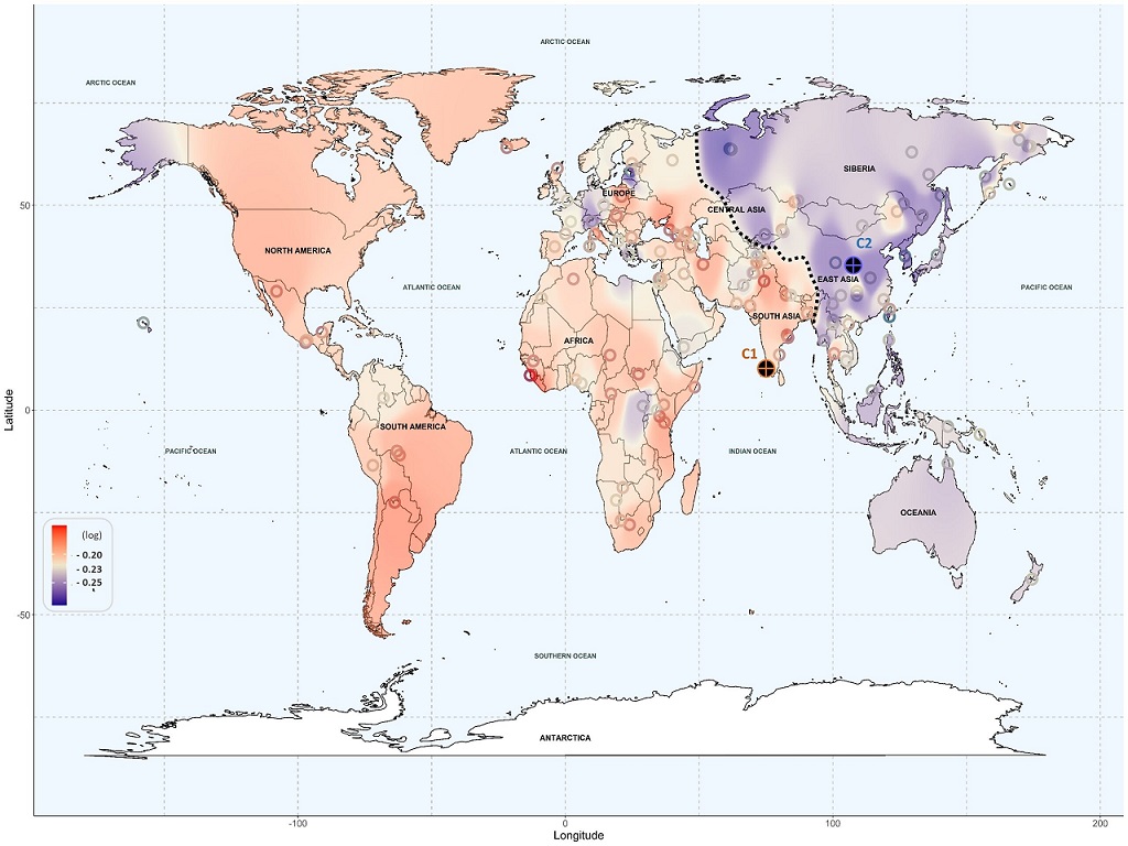 El mapa global predictivo de la diversidad genética de las poblaciones revela distintos patrones geográficos relacionados con los efectos adversos de los fármacos. 