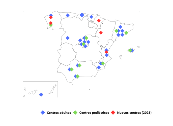 Comunidades autónomas con centros CAR-T designados en el Sistema Nacional de Salud.