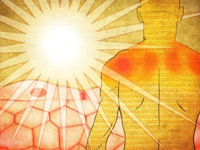 La radiación ultravioleta es un agente mutágeno dominante en el origen y evolución de los melanomas por exposición al sol. Imagen: Ernesto del Aguila III, National Human Genome Research Institute (https://www.genome.gov).