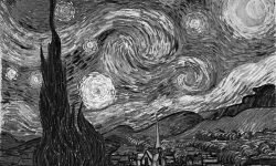 El conocido cuadro "La noche estrellada" de Van Gogh pierde algo de fuerza sin el contraste de los amarillos y azules.