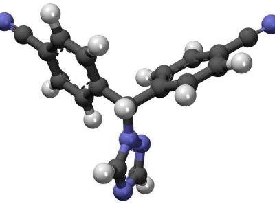 Representación tridimensional de la molécula de letrozol. Imagen: MindZiper.
